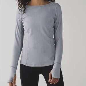 Lululemon Kanto Catch Me Womens 8 Long Sleeve Heathered Gray Athletic Shirt